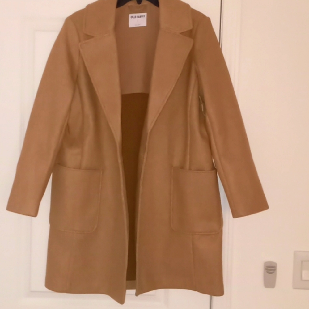 Old Navy Camel Tan Open-Front Wool Blend Coat
